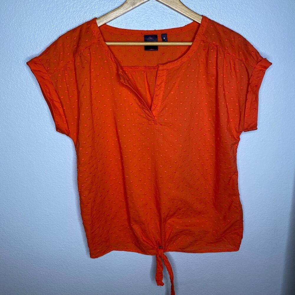Rafaella V-Neck Tie Bottom Orange Dots Medium